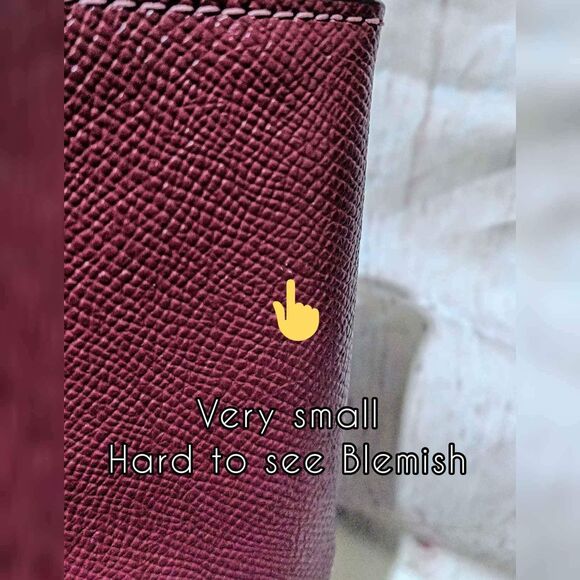 COACH wristlet coin/money pouch cross-grain leather burgundy wine color - Picture 7 of 8